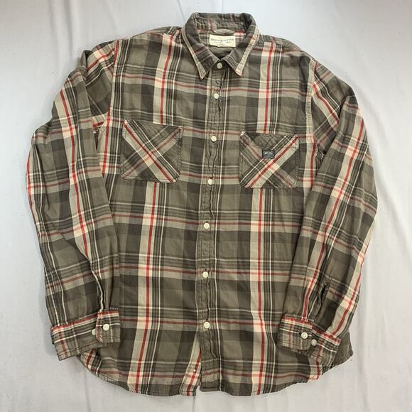 Denim & Supply Ralph Lauren Mens Short Sleeve Plaid Button Up Shirt XXL Brown - Picture 1 of 7